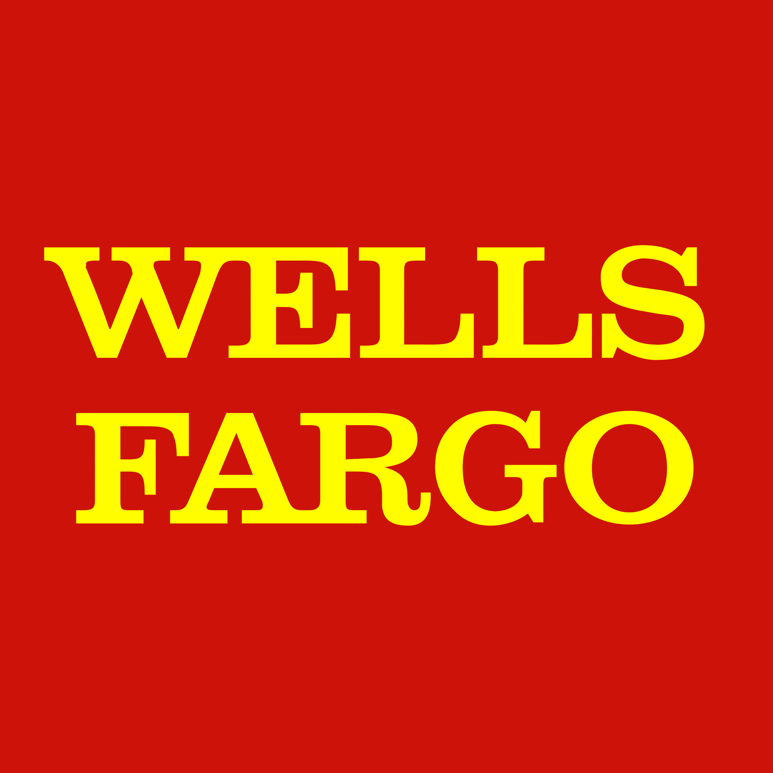 Wells_Fargo-Logo-PNG2 The image shows the Wells Fargo logo, with the words “WELLS FARGO” in bold yellow letters on a red background.